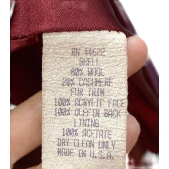 Albert Nipon Size 8 Wool Cashmere Long Coat Removable Fur Trim Vintage - Picture 2 of 3